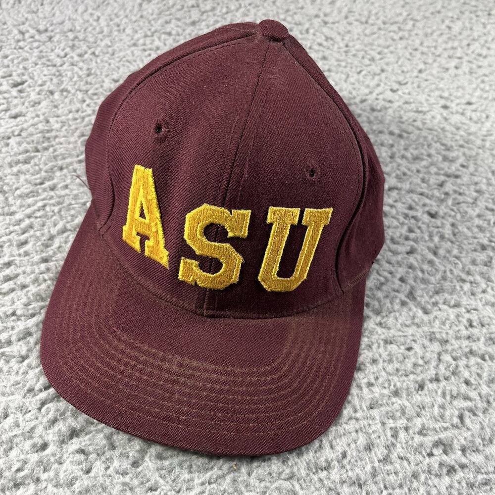 Vintage ASU Sun Devils Snapback Hat Universal Maroon Gold Block Lettering Cap